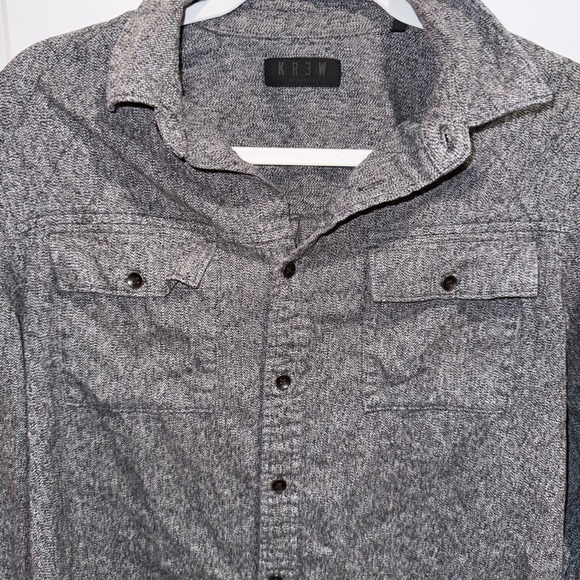 Krew Mens Charcoal Grey Button-Up Collared Long Sleeve Shirt size Small - Picture 2 of 16